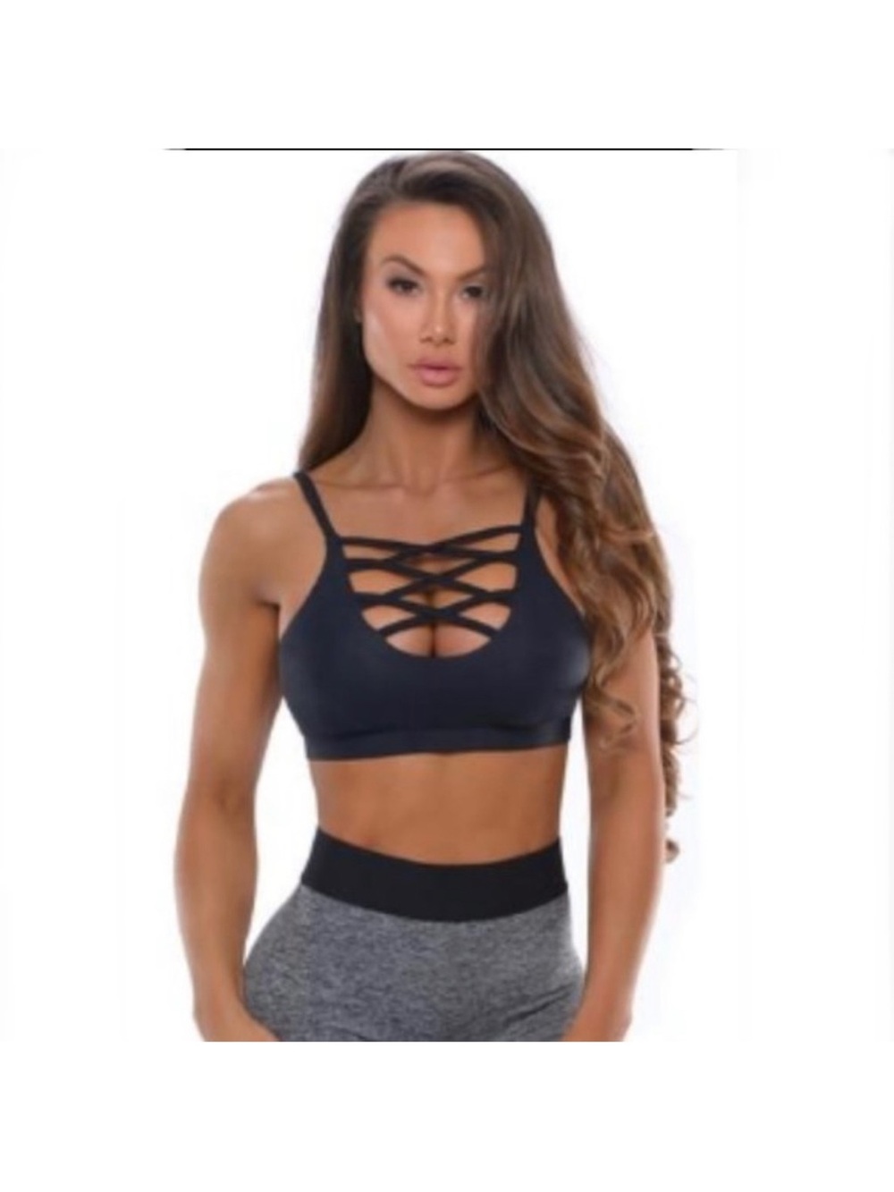 Bombshell Sportswear Cross My Heart Sports Bra Camo/Black Size Small